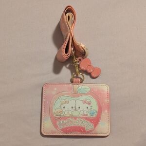 Hello Kitty Peach and Pink Card Holder Lanyard